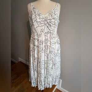NWT Torrid Black and White Ivy Leaf Print Midi Dress - Torrid Size 3 (22-24, 3X)